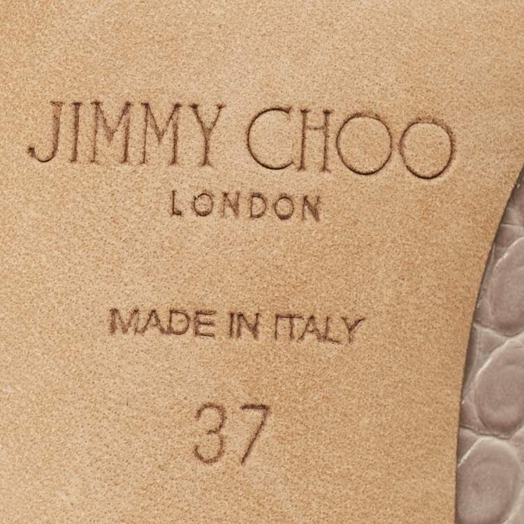 Pre Owned Jimmy Choo Grey Croc Embossed Leather Romy Pumps Size 37