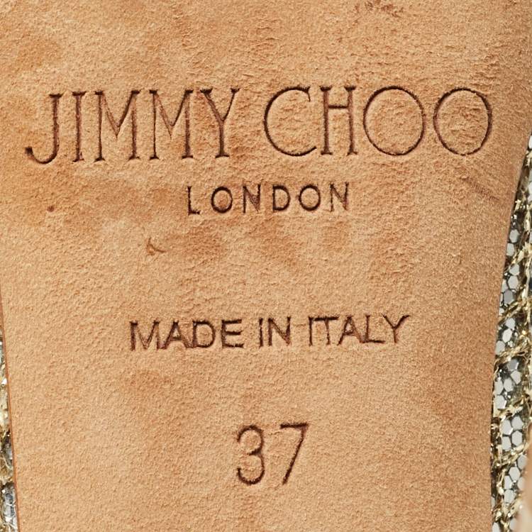 Pre Owned Jimmy Choo Gold Glitter Abel Pumps Size 37