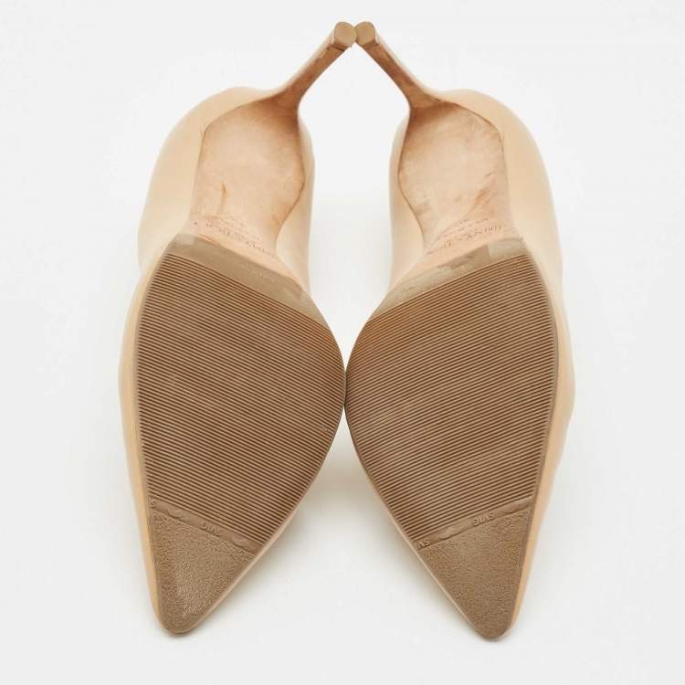 Pre Owned Jimmy Choo Beige Leather Romy Pointed Toe Pumps Size 40