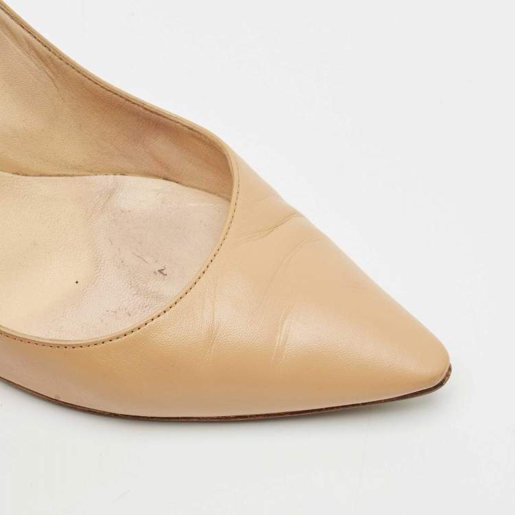 Pre Owned Jimmy Choo Beige Leather Romy Pointed Toe Pumps Size 40