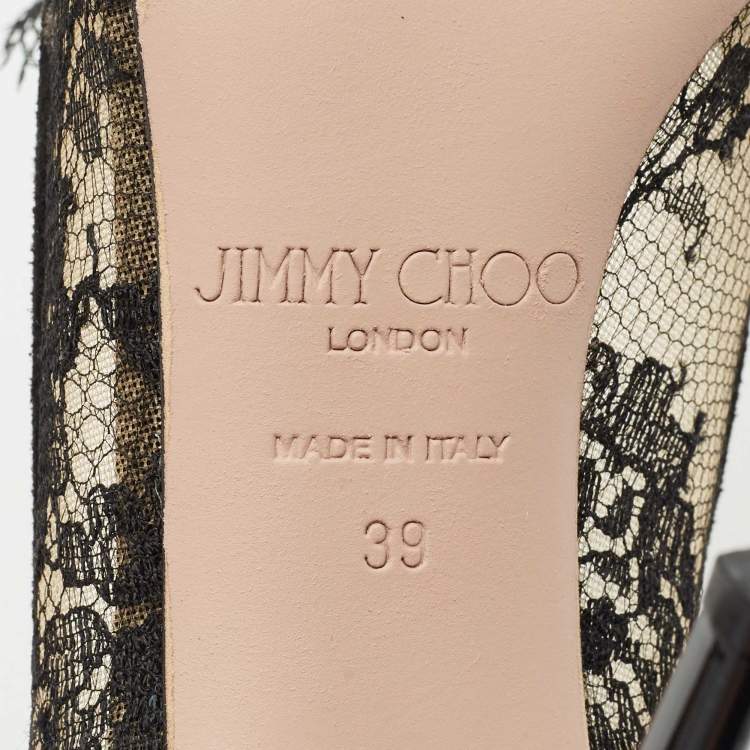 Pre Owned Jimmy Choo Black Lace Duchess Pointed Toe Pumps Size 39