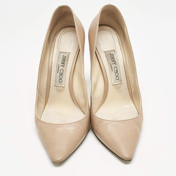 Pre Owned Jimmy Choo Beige Leather Romy Pumps Size 38