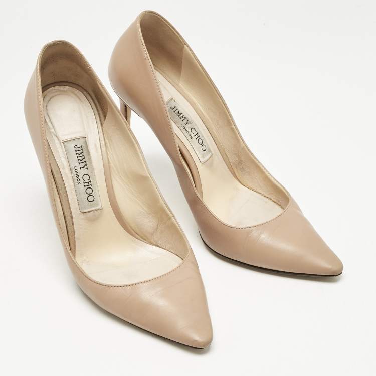 Pre Owned Jimmy Choo Beige Leather Romy Pumps Size 38