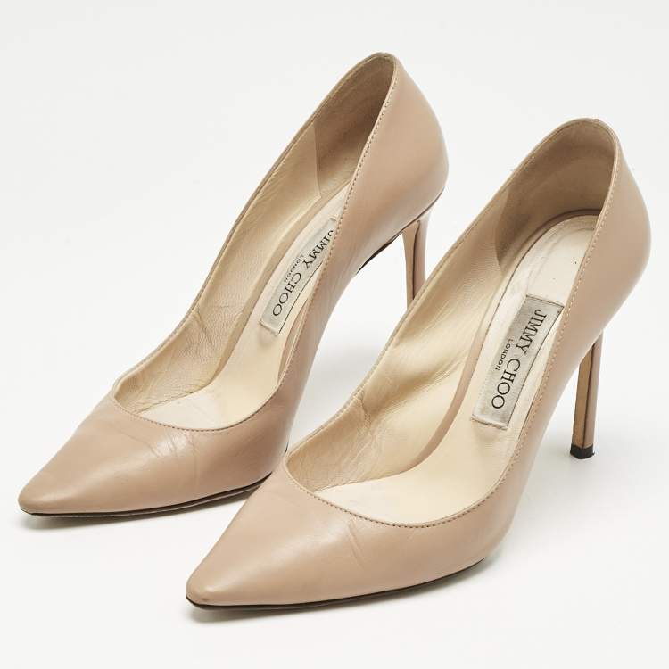 Pre Owned Jimmy Choo Beige Leather Romy Pumps Size 38