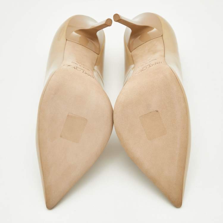 Pre Owned Jimmy Choo Beige Patent Leather Anouk Pumps Size 36.5