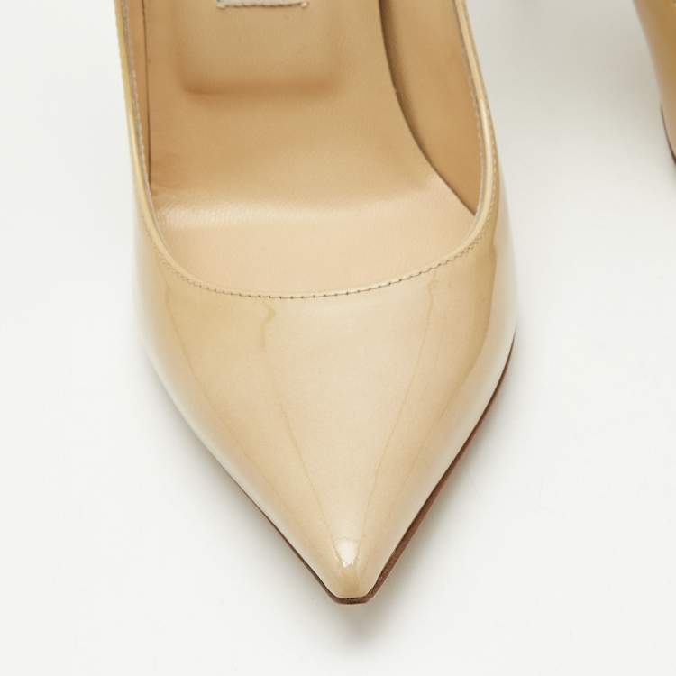Pre Owned Jimmy Choo Beige Patent Leather Anouk Pumps Size 36.5