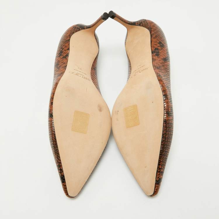 Pre Owned Jimmy Choo Brown Python Embossed Leather Abel Pumps Size 39