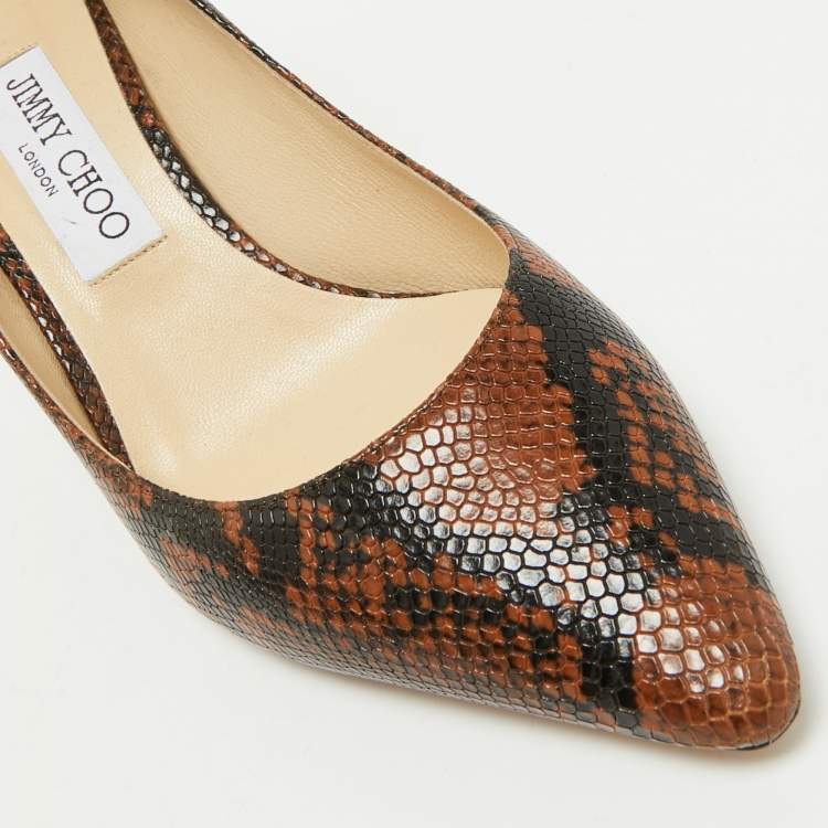 Pre Owned Jimmy Choo Brown Python Embossed Leather Abel Pumps Size 39