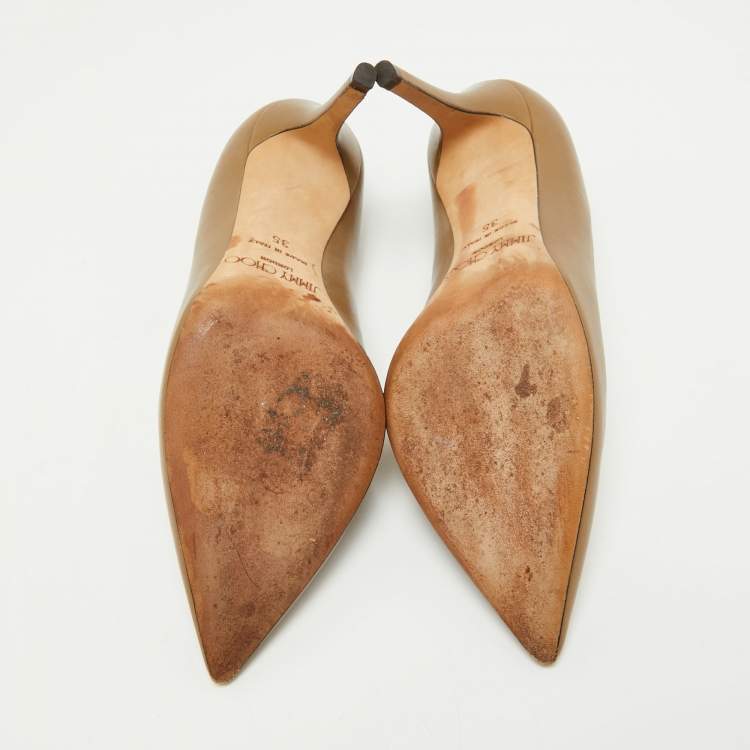 Pre Owned Jimmy Choo Brown Leather Avril Pumps Size 35