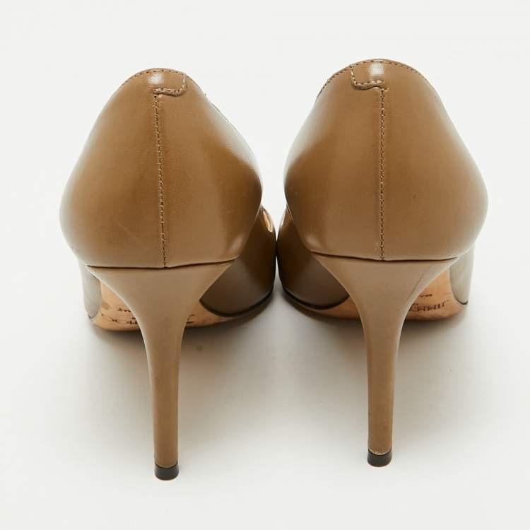 Pre Owned Jimmy Choo Brown Leather Avril Pumps Size 35