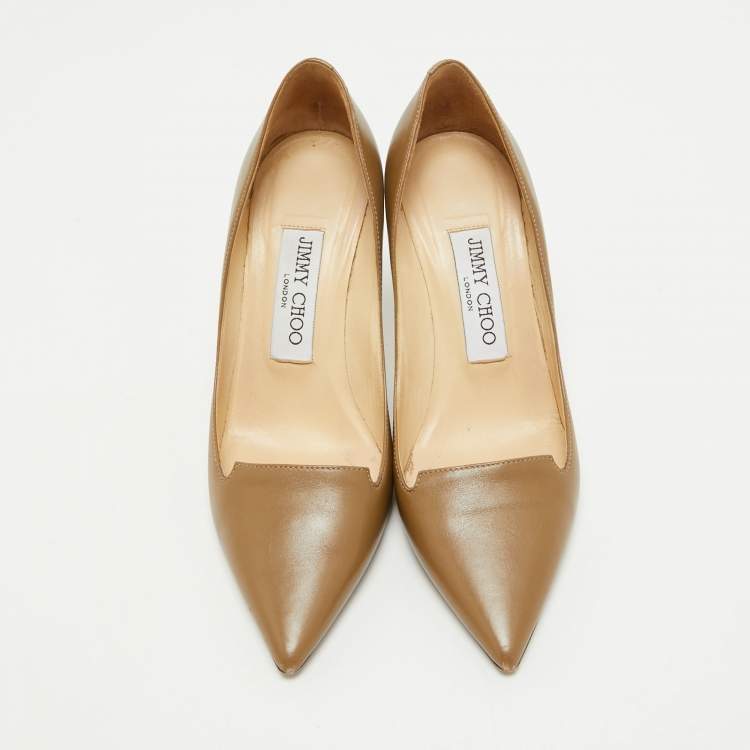 Pre Owned Jimmy Choo Brown Leather Avril Pumps Size 35