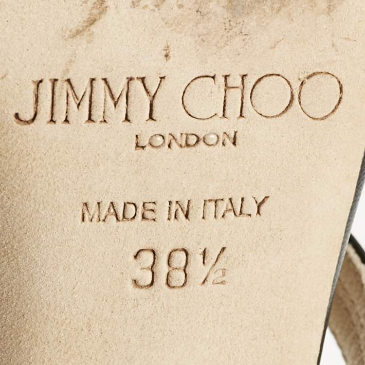 Pre Owned Jimmy Choo Black/Gold Leather Moray Sandals Size 38.5