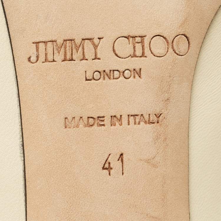 Pre Owned Jimmy Choo Beige/Black Leather and Patent Leather Anouk Pumps Size 41