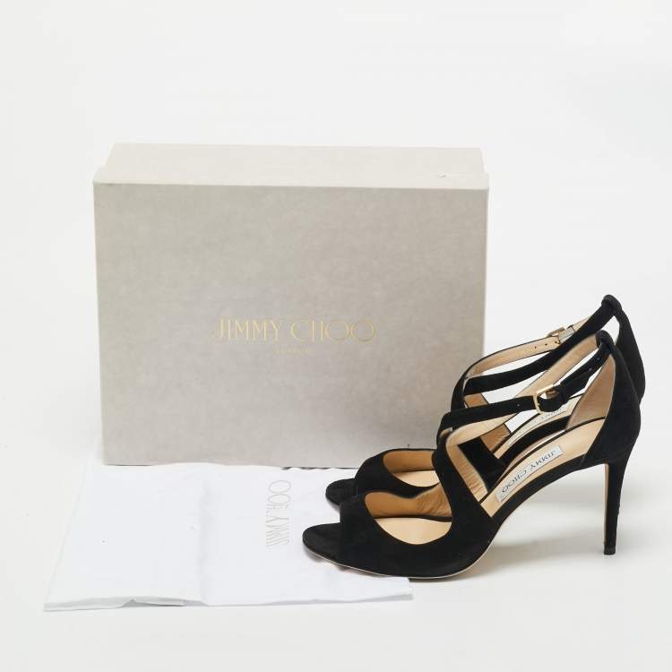 Pre Owned Jimmy Choo Black Suede Emily Sandals Size 40.5