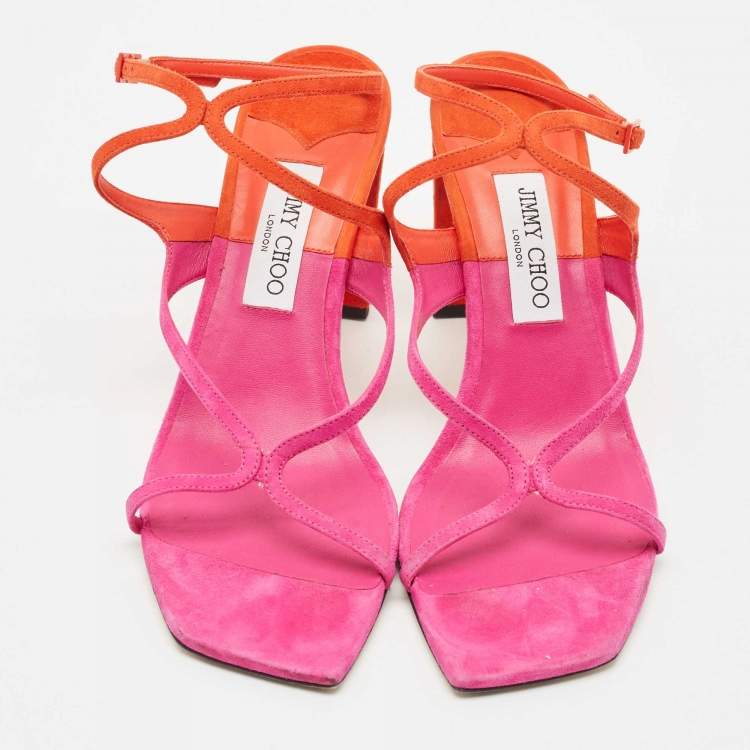 Pre Owned Jimmy Choo Pink/Orange Suede Azie Sandals Size 41
