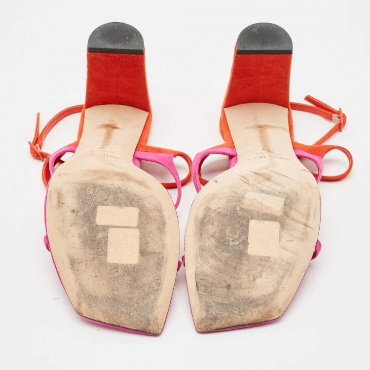 Pre Owned Jimmy Choo Pink/Orange Suede Azie Sandals Size 41