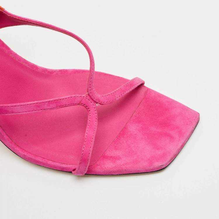 Pre Owned Jimmy Choo Pink/Orange Suede Azie Sandals Size 41
