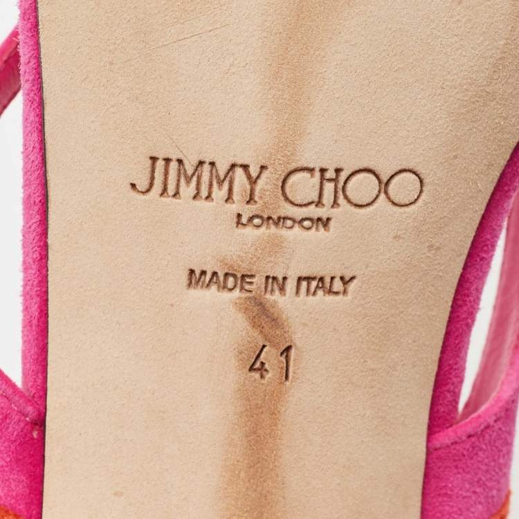 Pre Owned Jimmy Choo Pink/Orange Suede Azie Sandals Size 41