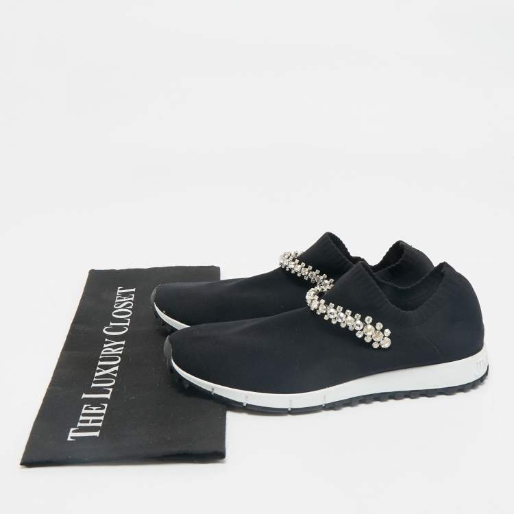 Pre Owned Jimmy Choo Black Fabric Vero Low Top Sneakers Size 38