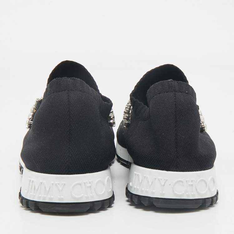 Pre Owned Jimmy Choo Black Fabric Vero Low Top Sneakers Size 38
