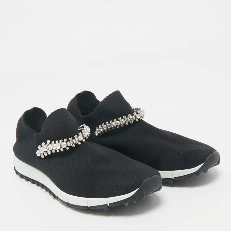 Pre Owned Jimmy Choo Black Fabric Vero Low Top Sneakers Size 38