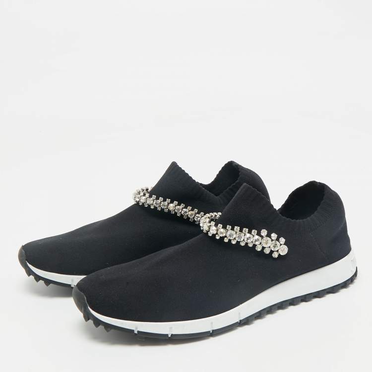 Pre Owned Jimmy Choo Black Fabric Vero Low Top Sneakers Size 38