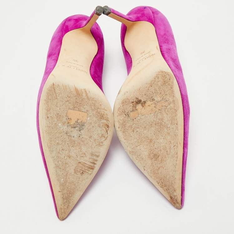 Pre Owned Jimmy Choo Magenta Suede Love Pumps Size 36