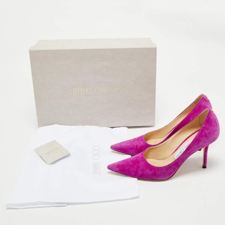 Pre Owned Jimmy Choo Magenta Suede Love Pumps Size 36