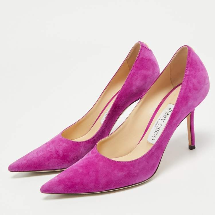 Pre Owned Jimmy Choo Magenta Suede Love Pumps Size 36