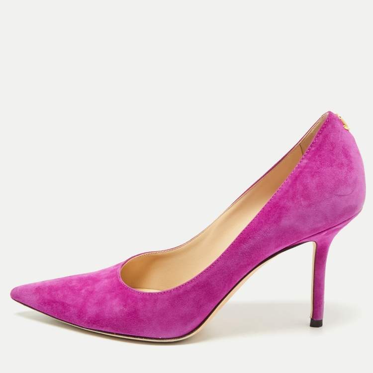 Pre Owned Jimmy Choo Magenta Suede Love Pumps Size 36