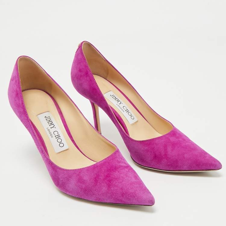 Pre Owned Jimmy Choo Magenta Suede Love Pumps Size 36