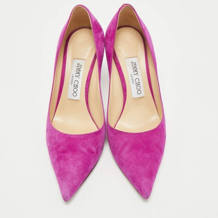 Pre Owned Jimmy Choo Magenta Suede Love Pumps Size 36