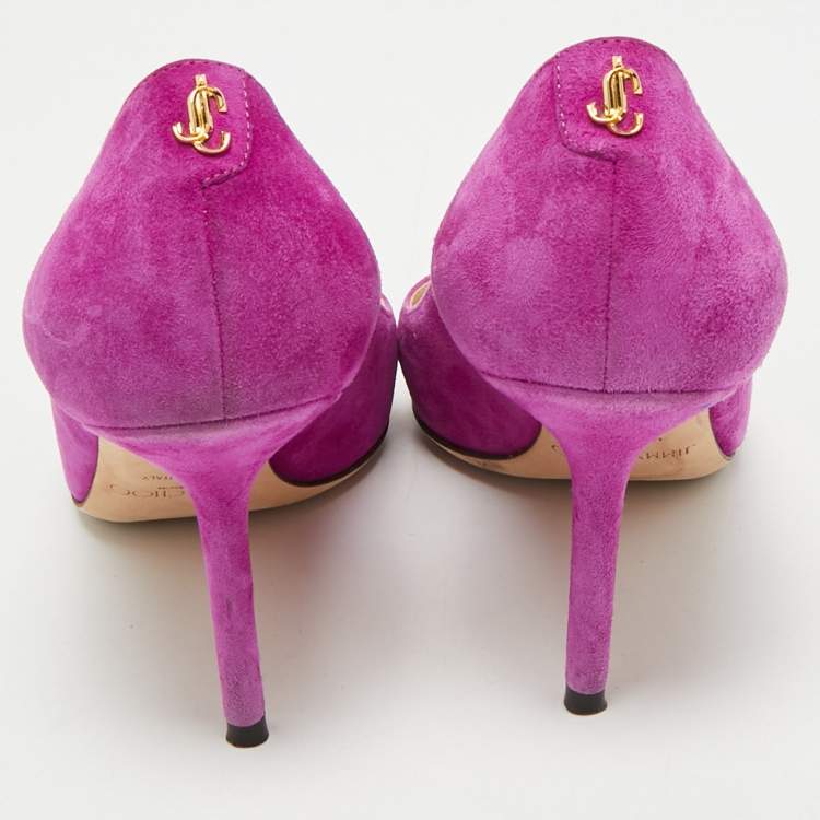 Pre Owned Jimmy Choo Magenta Suede Love Pumps Size 36