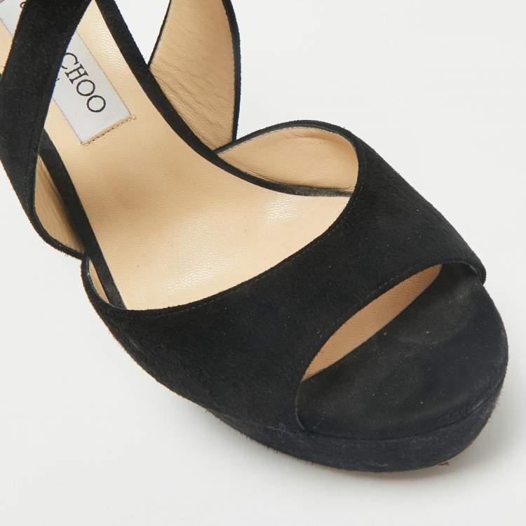 Pre Owned Jimmy Choo Black Suede April Platform Sandals Size 40