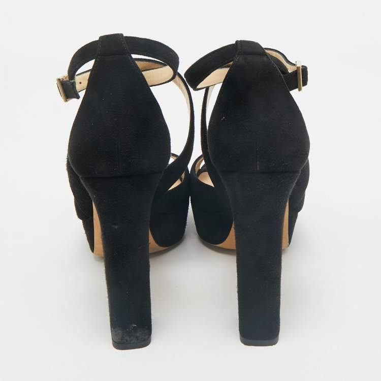 Pre Owned Jimmy Choo Black Suede April Platform Sandals Size 40