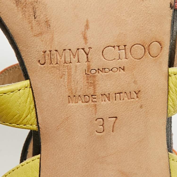 Pre Owned Jimmy Choo Multicolor Leather and Patent Bronx Sandals Size 37