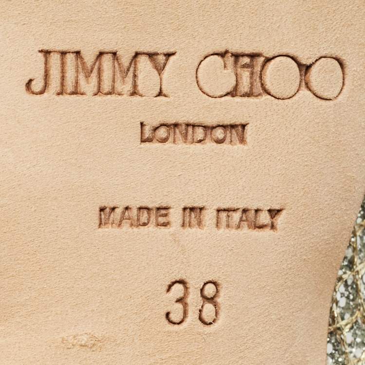 Pre Owned Jimmy Choo Gold/Silver Coarse Glitter Luna Pumps Size 38