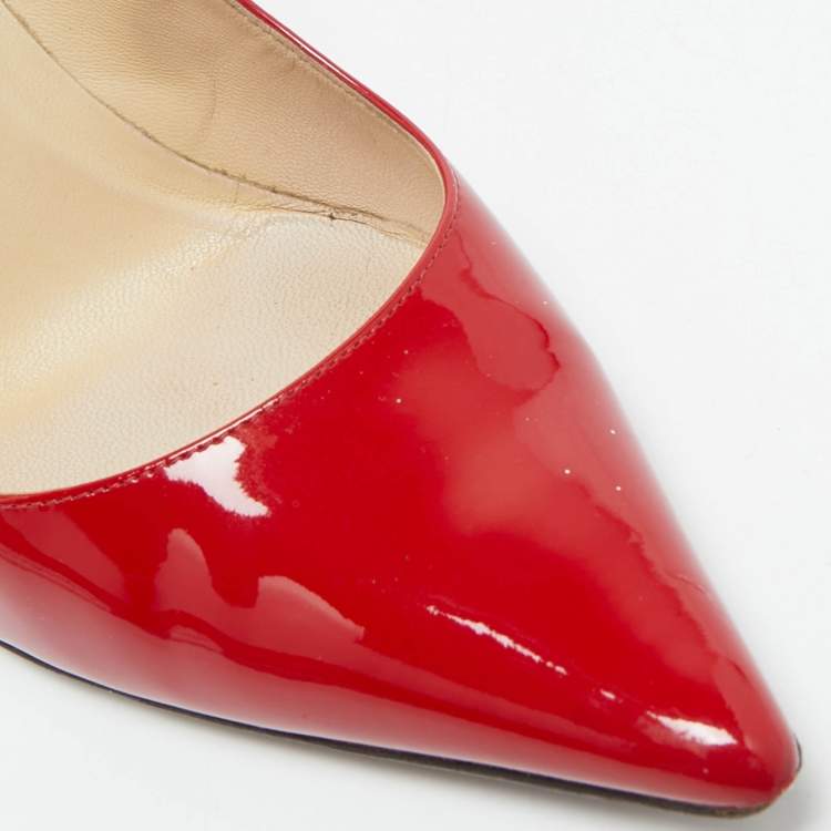 Pre Owned Jimmy Choo Red Patent Leather Love Pumps Size 37.5