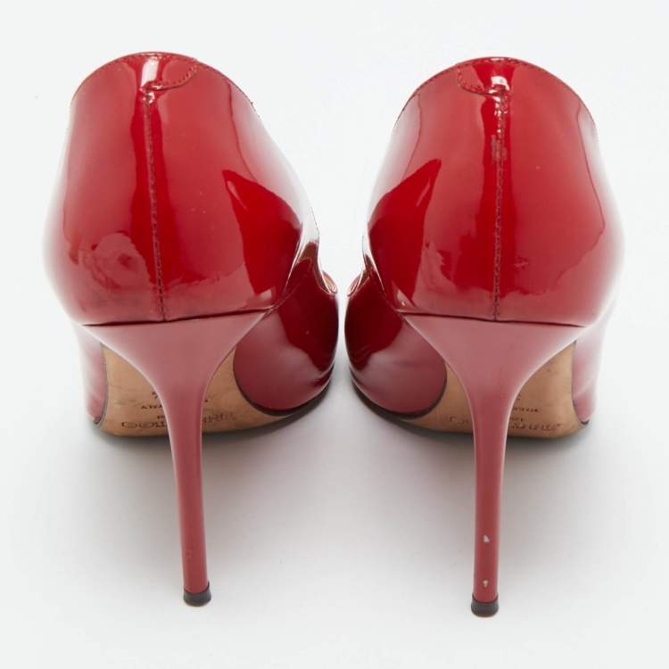 Pre Owned Jimmy Choo Red Patent Leather Love Pumps Size 37.5