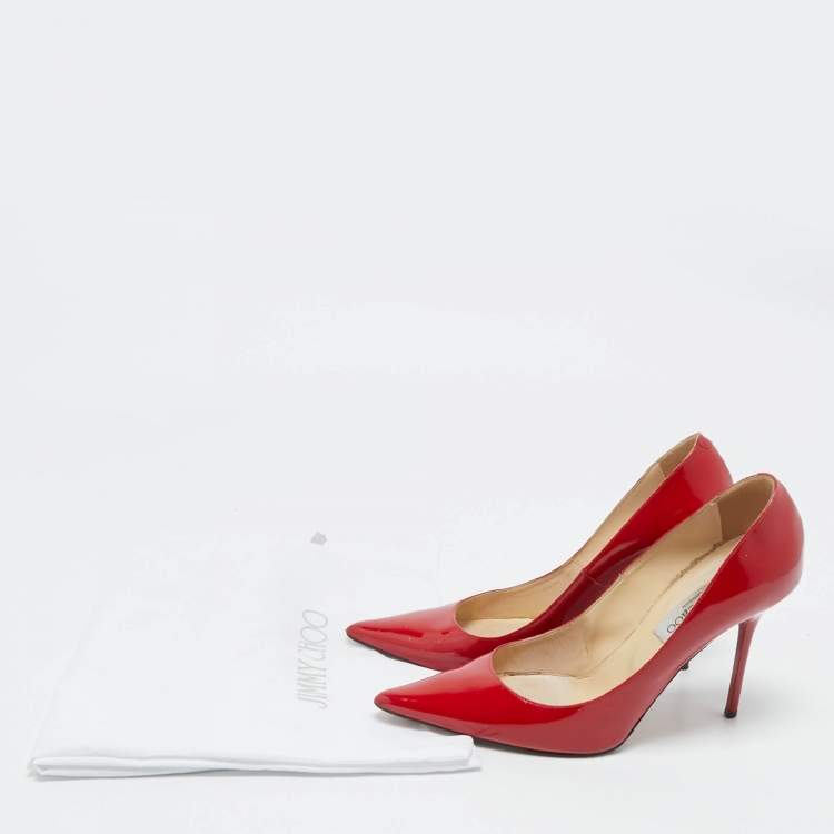 Pre Owned Jimmy Choo Red Patent Leather Love Pumps Size 37.5