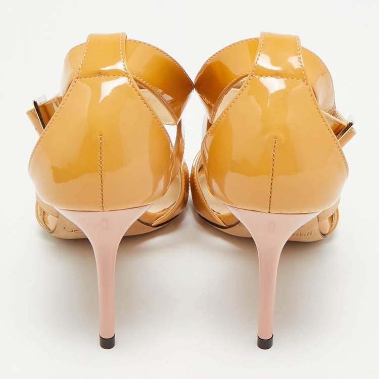 Pre Owned Jimmy Choo Brown Patent  Ankle Strap Sandals Size 36