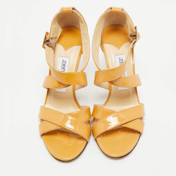 Pre Owned Jimmy Choo Brown Patent  Ankle Strap Sandals Size 36