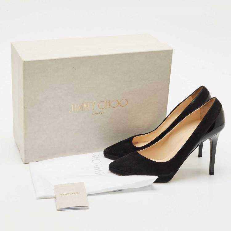 Pre Owned Jimmy Choo Black Suede and Patent Leather Rudy Pumps Size 36