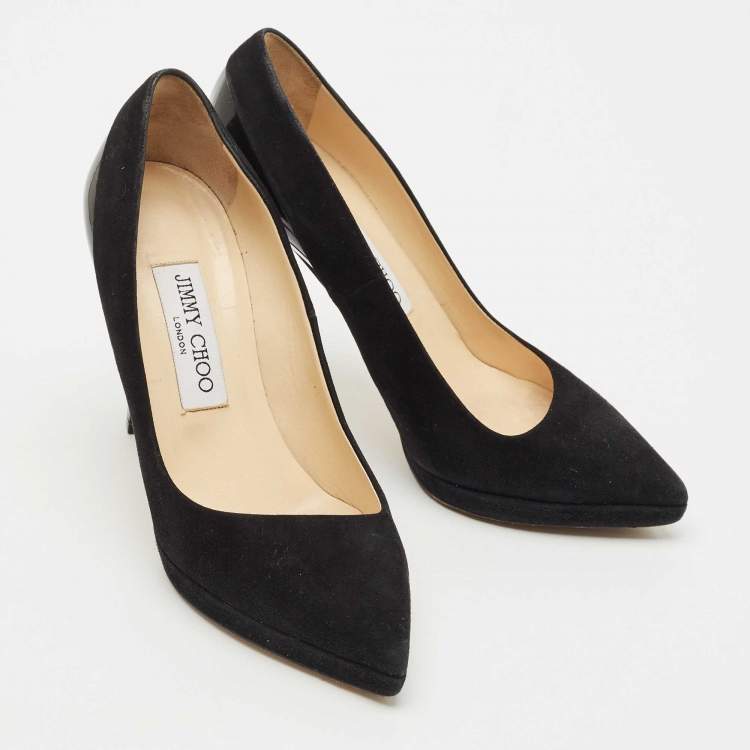 Pre Owned Jimmy Choo Black Suede and Patent Leather Rudy Pumps Size 36