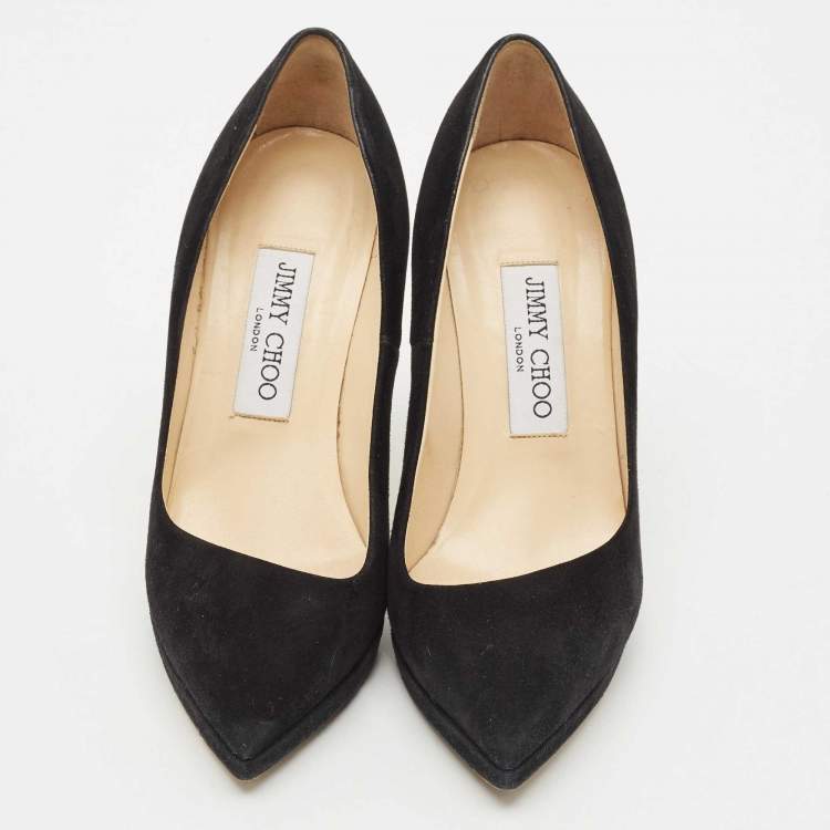 Pre Owned Jimmy Choo Black Suede and Patent Leather Rudy Pumps Size 36