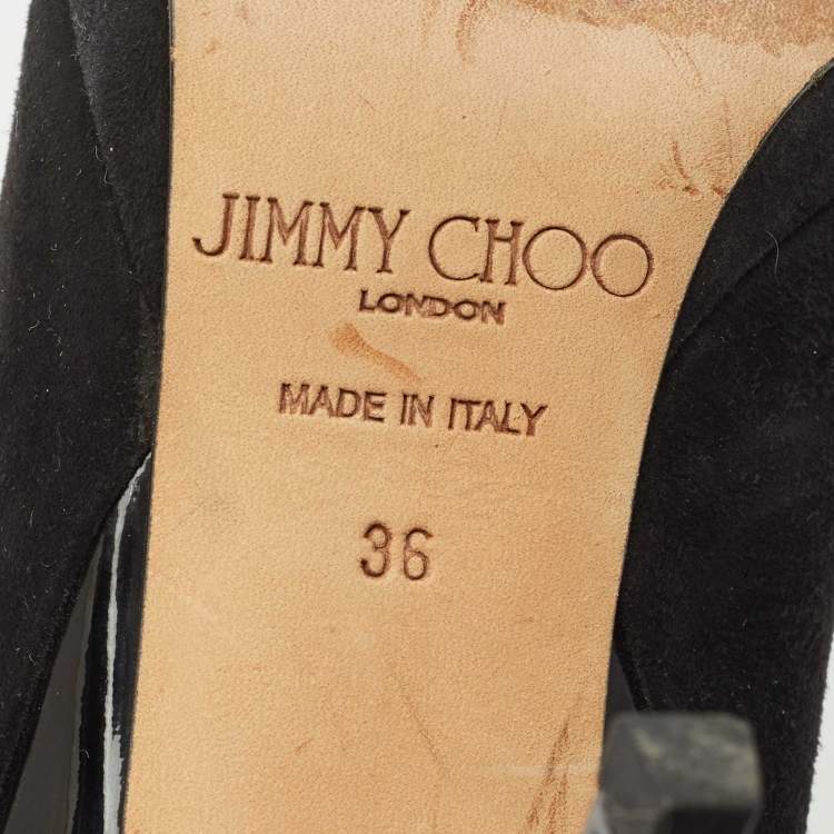 Pre Owned Jimmy Choo Black Suede and Patent Leather Rudy Pumps Size 36