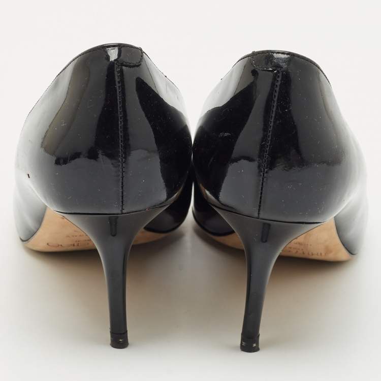 Pre Owned Jimmy Choo Black Patent Leather Bridget Round Toe Pumps Size 39