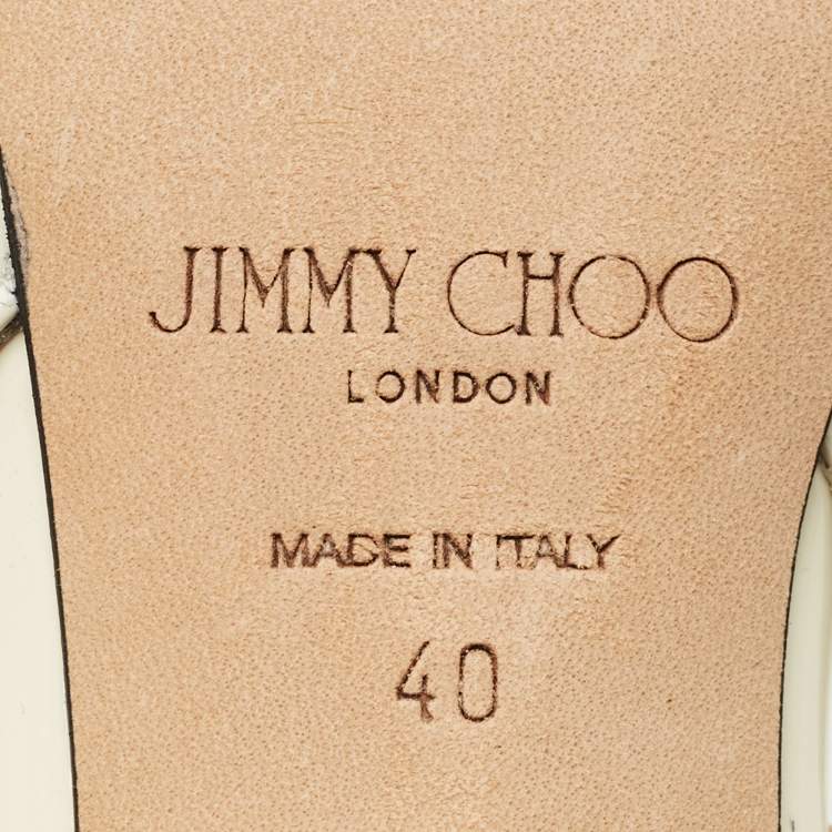 مملوكة مسبقًا Jimmy Choo Cream knotted Patent Elinor 65 Slingback Pumps Size 40