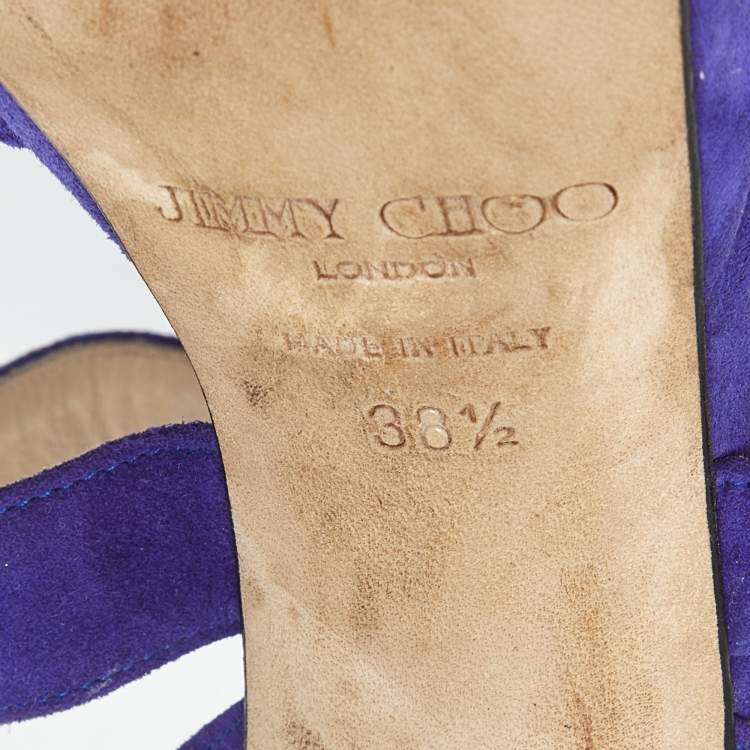 Pre Owned Jimmy Choo Purple Suede Maitai Platform Sandals Size 38.5
