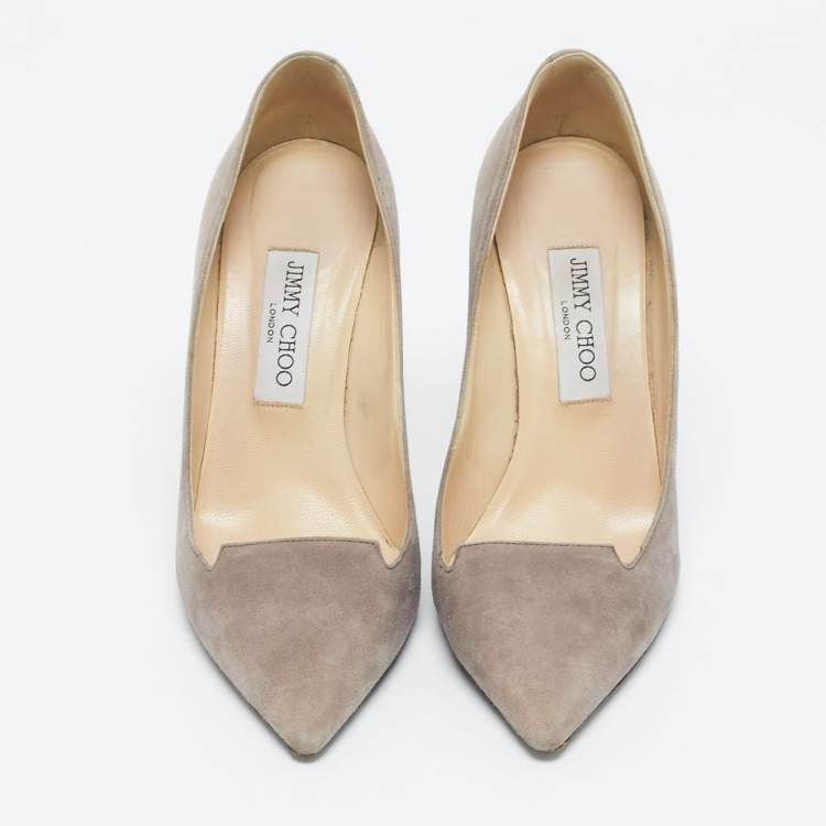 Pre Owned Jimmy Choo Beige Suede Pointed Toe Loafer Pumps Size 38